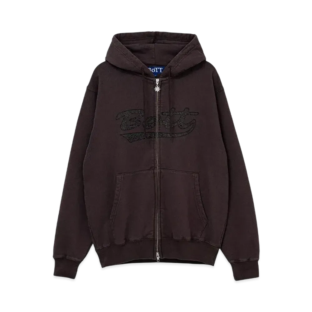 BoTT Washed Script Logo Zip Hoodie "Washed Brown"