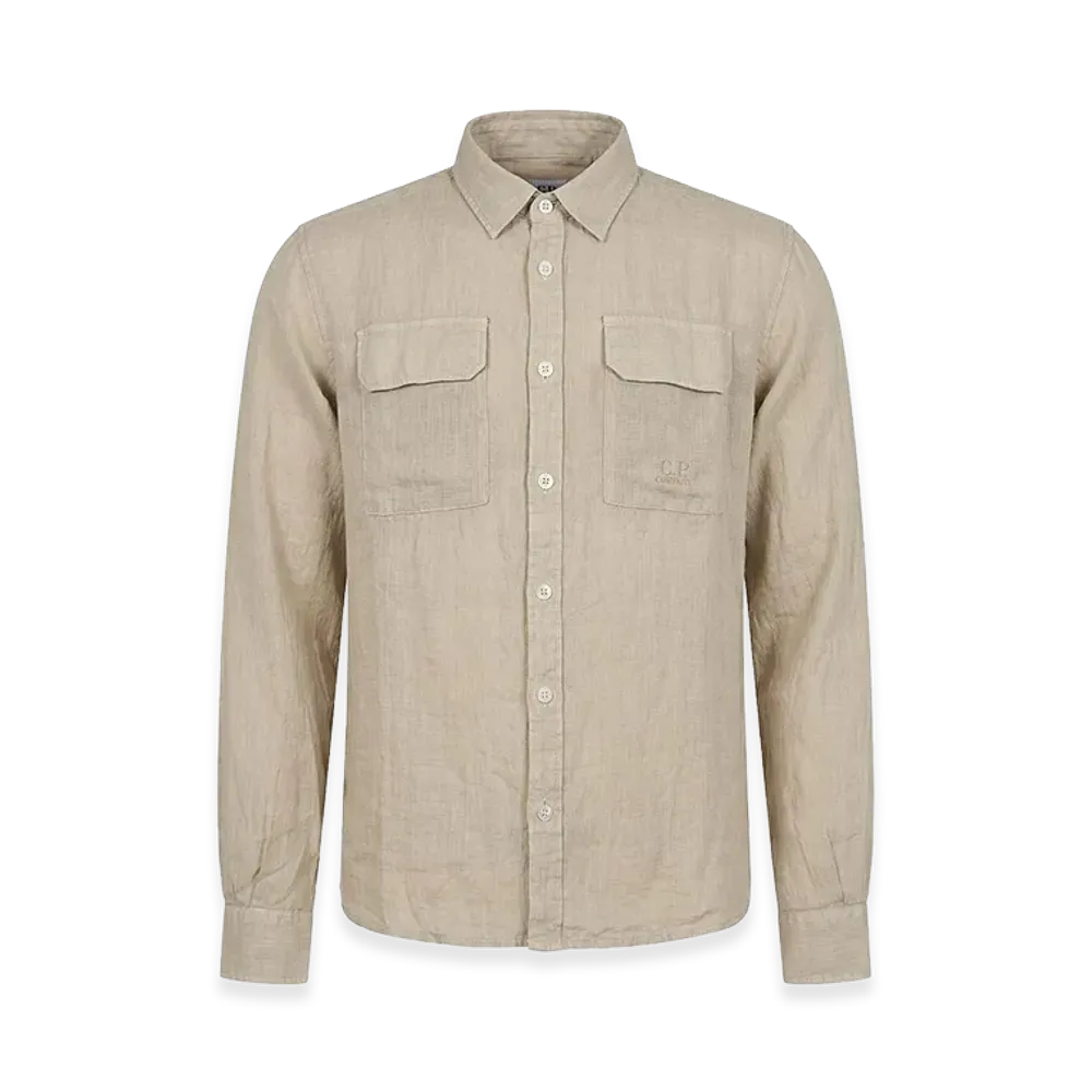 C.P. Company Dove Linen Long-Sleeved Shirt "Gray"