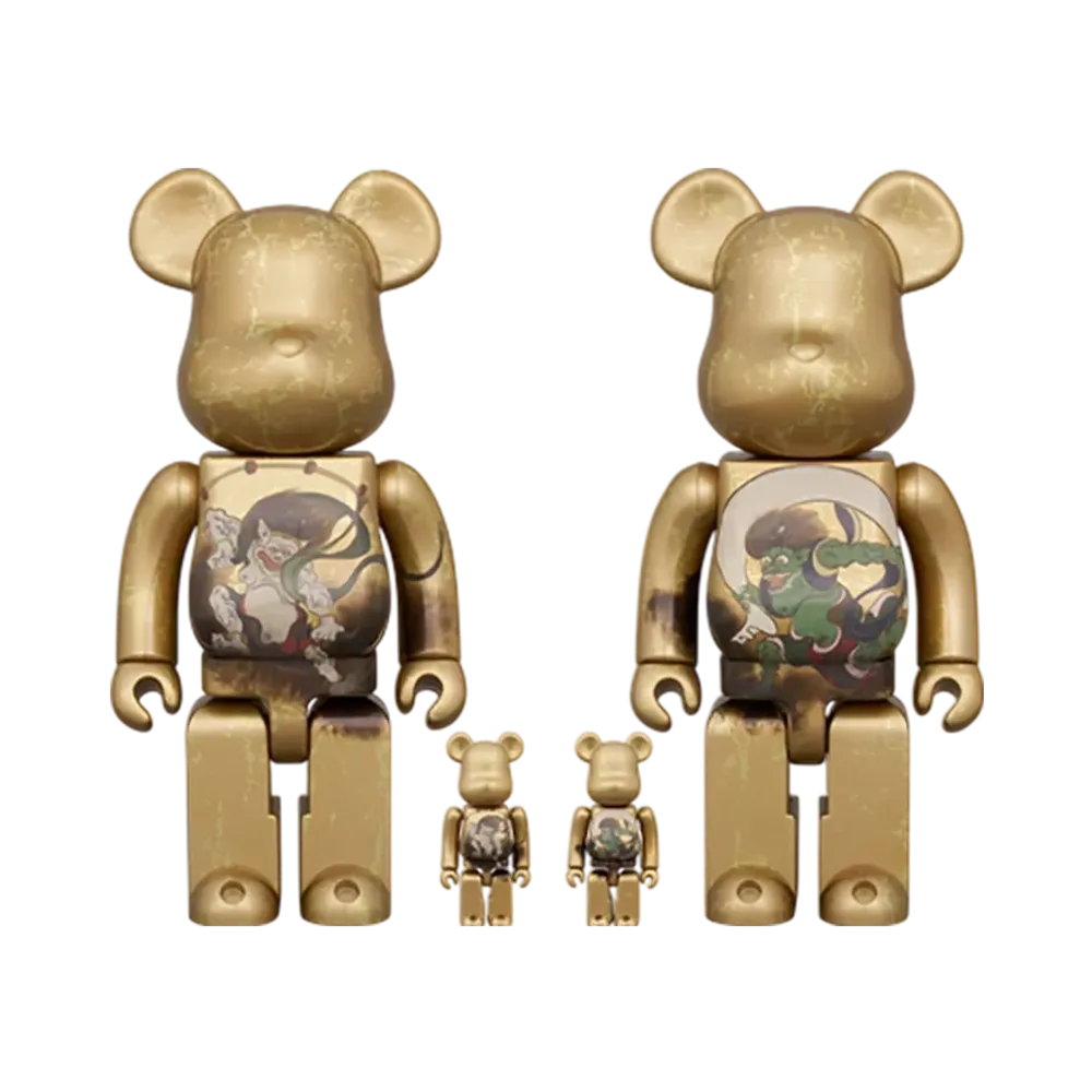 MEDICOM TOY "BEARBRICK" Fujin Raijin 100% & 400% 4 Pcs Set