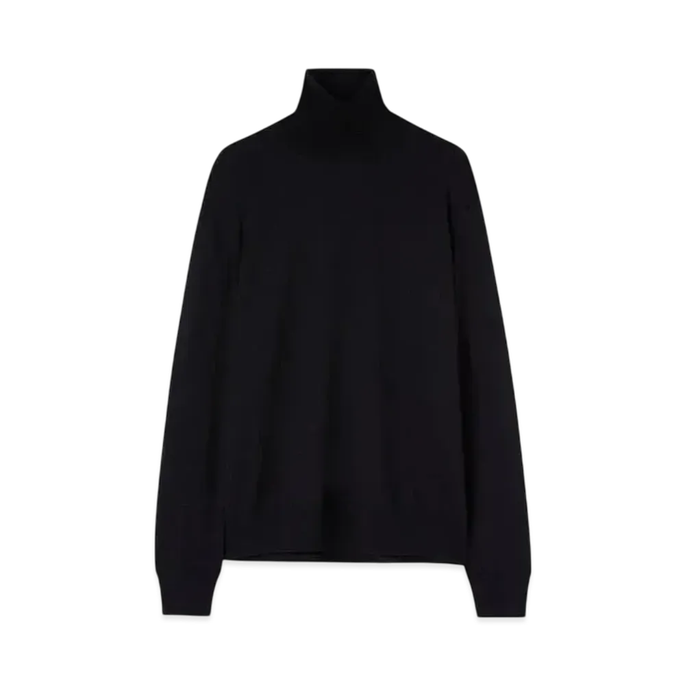 Jil Sander Men's Lightweight Wool High-Neck Sweater "Black"