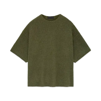 FEAR OF GOD ESSENTIALS Heavy Waffle Short Sleeve Crewneck Sweater "Military"