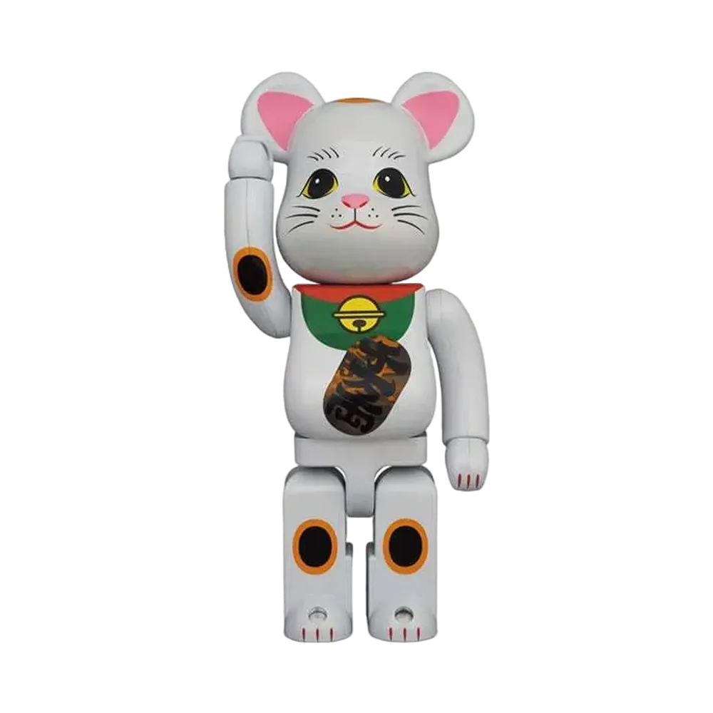 Bearbrick Maneki Neko White Plated Luminous 400%