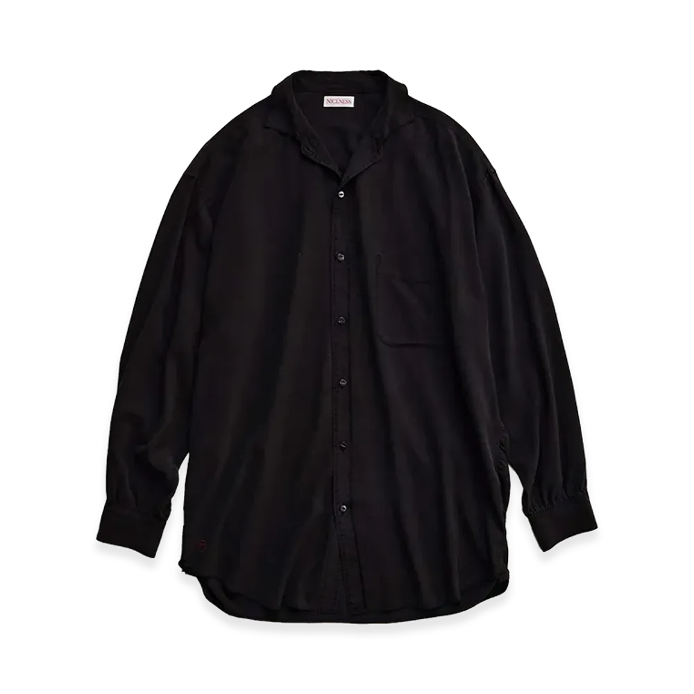 NICENESS D.Atkins Napped Silk Shirring Shirt "Black"