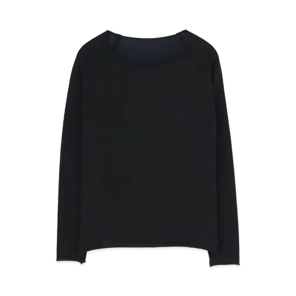 Yohji Yamamoto Y's WOOL PLAIN STITCH ROUND NECK KNIT "Black"