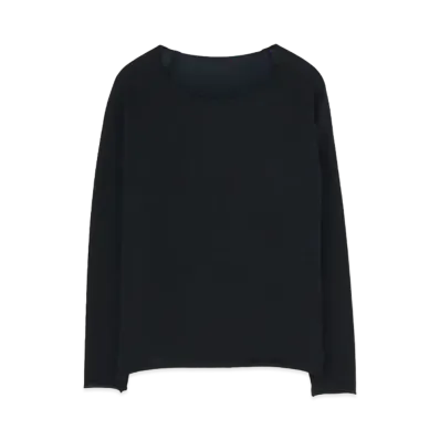 Yohji Yamamoto Y's WOOL PLAIN STITCH ROUND NECK KNIT "Black"