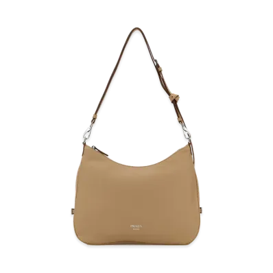 PRADA Women's Leather Large Fold Shopping Bag "Beige"