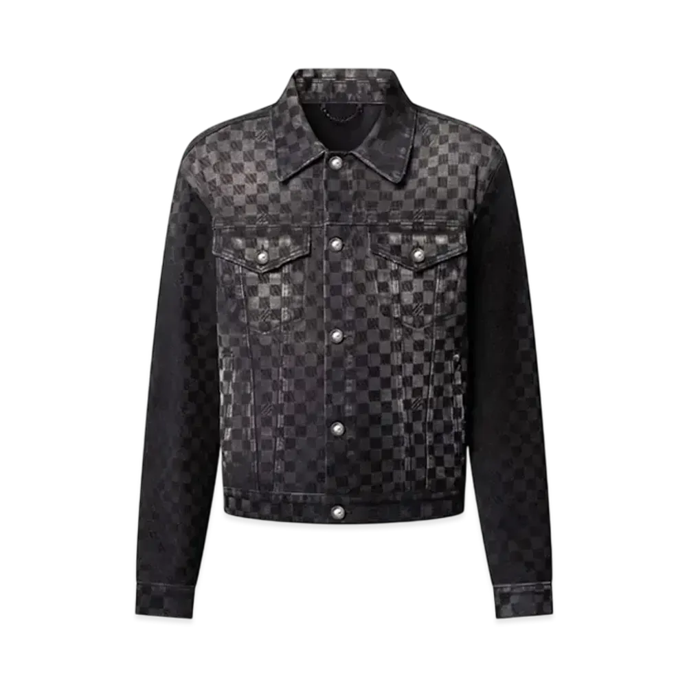 Louis Vuitton Flocked Damier Denim Trucker Jacket "Noir"