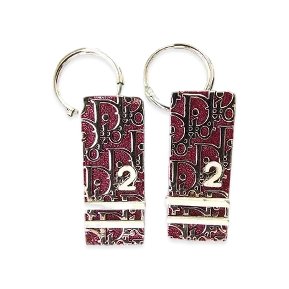 Dior Trotter Plate Earring "Bordeaux/Silver"
