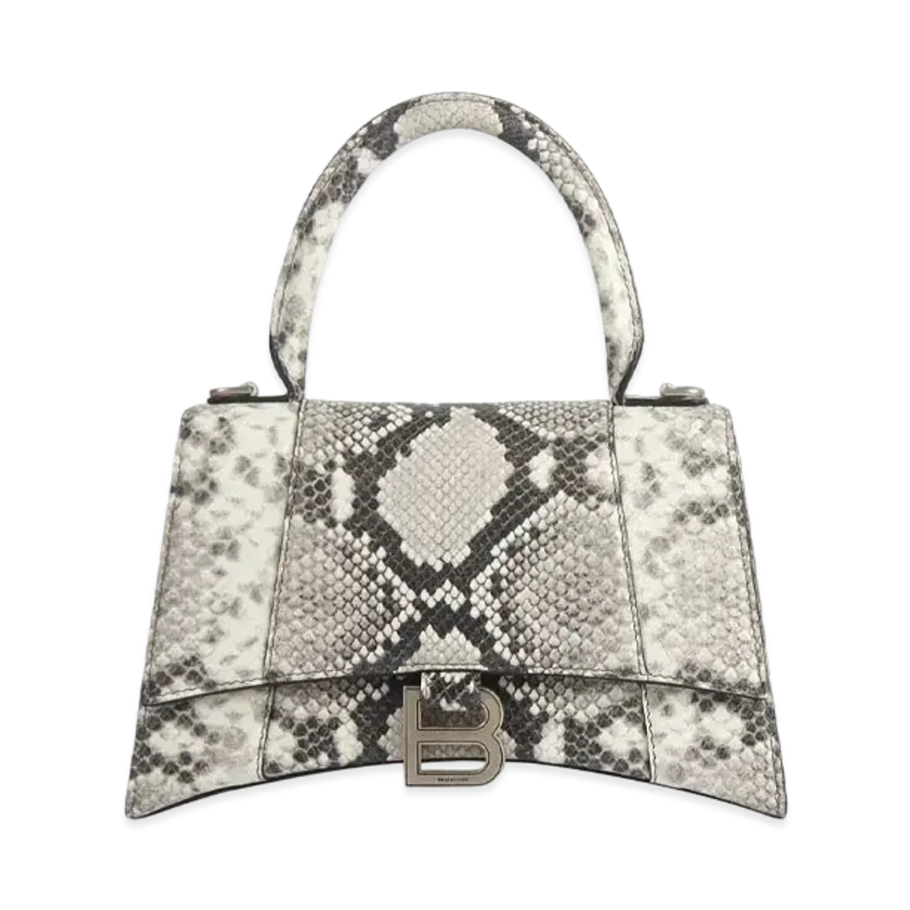 BALENCIAGA Women's Hourglass Small Top Handle Bag "Black/White"