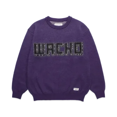 WACKO MARIA Logo Mohair Knit Jacquard Sweater "Purple"