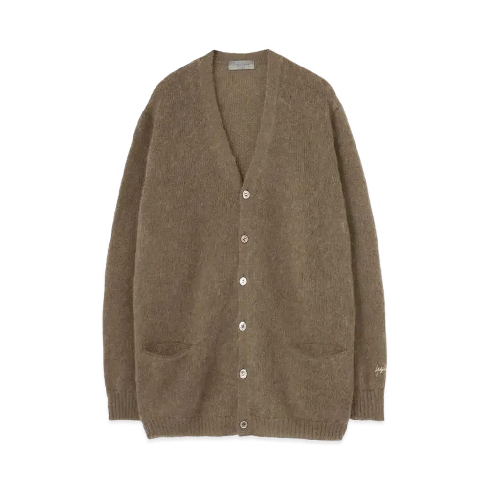 Yohji Yamamoto Pour Homme 5G TUCK PATTERN BRUSHED MOHAIR KNIT CARDIGAN "Khaki"