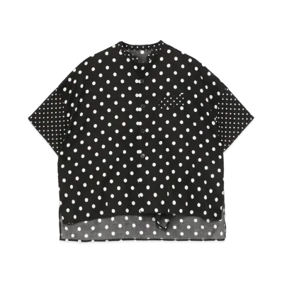 Yohji Yamamoto Y's 60S LAWN CLOTH DOT PRINT BOX SHIRT "Black"