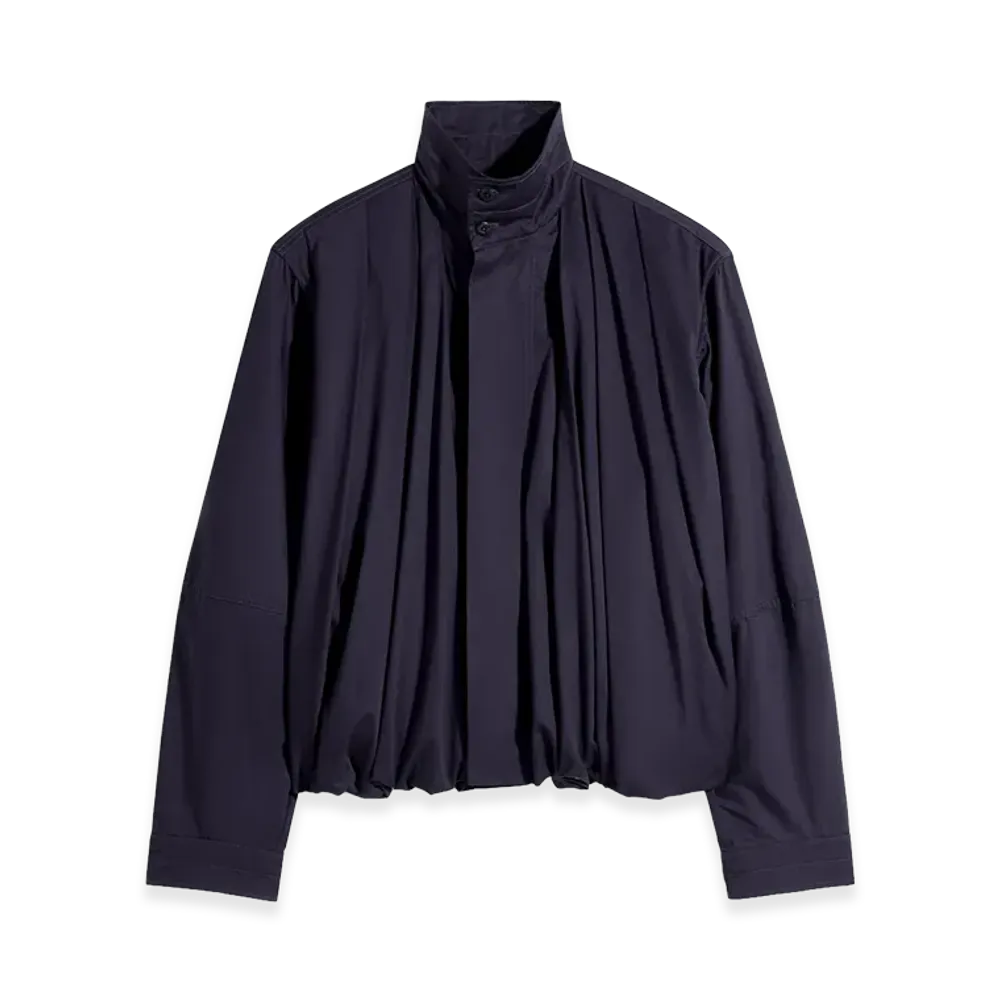 LEMAIRE Women's Cotton Satin Soft Pleated Blouson "Ink Blue"