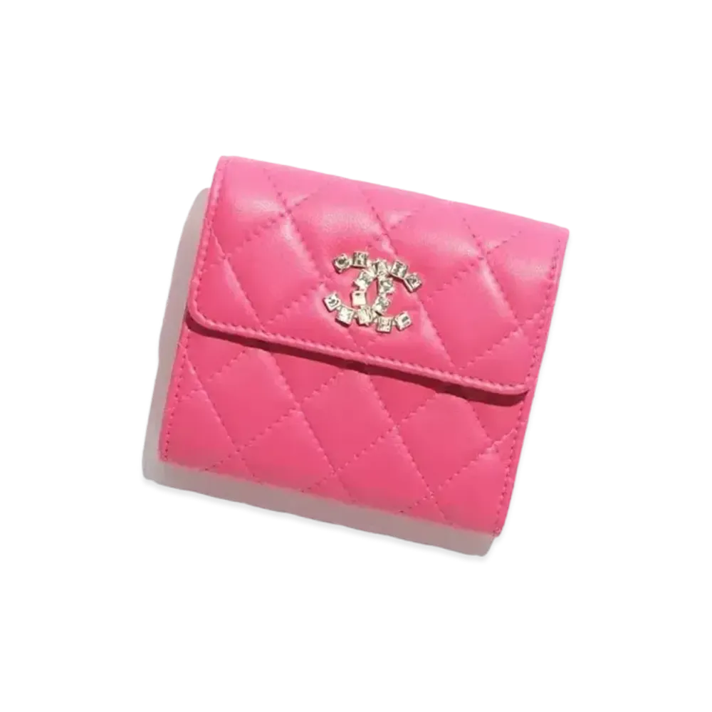 CHANEL Small Flap Wallet Lambskin Strass "Fuchsia"