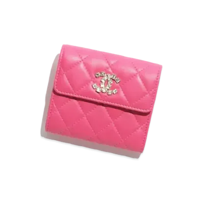 CHANEL Small Flap Wallet Lambskin Strass "Fuchsia"
