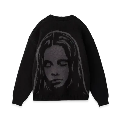 X-Girl Face Jacquard Knit Cardigan "Black"