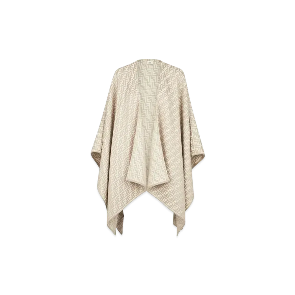 FENDI Poncho Wool & Silk "Beige"