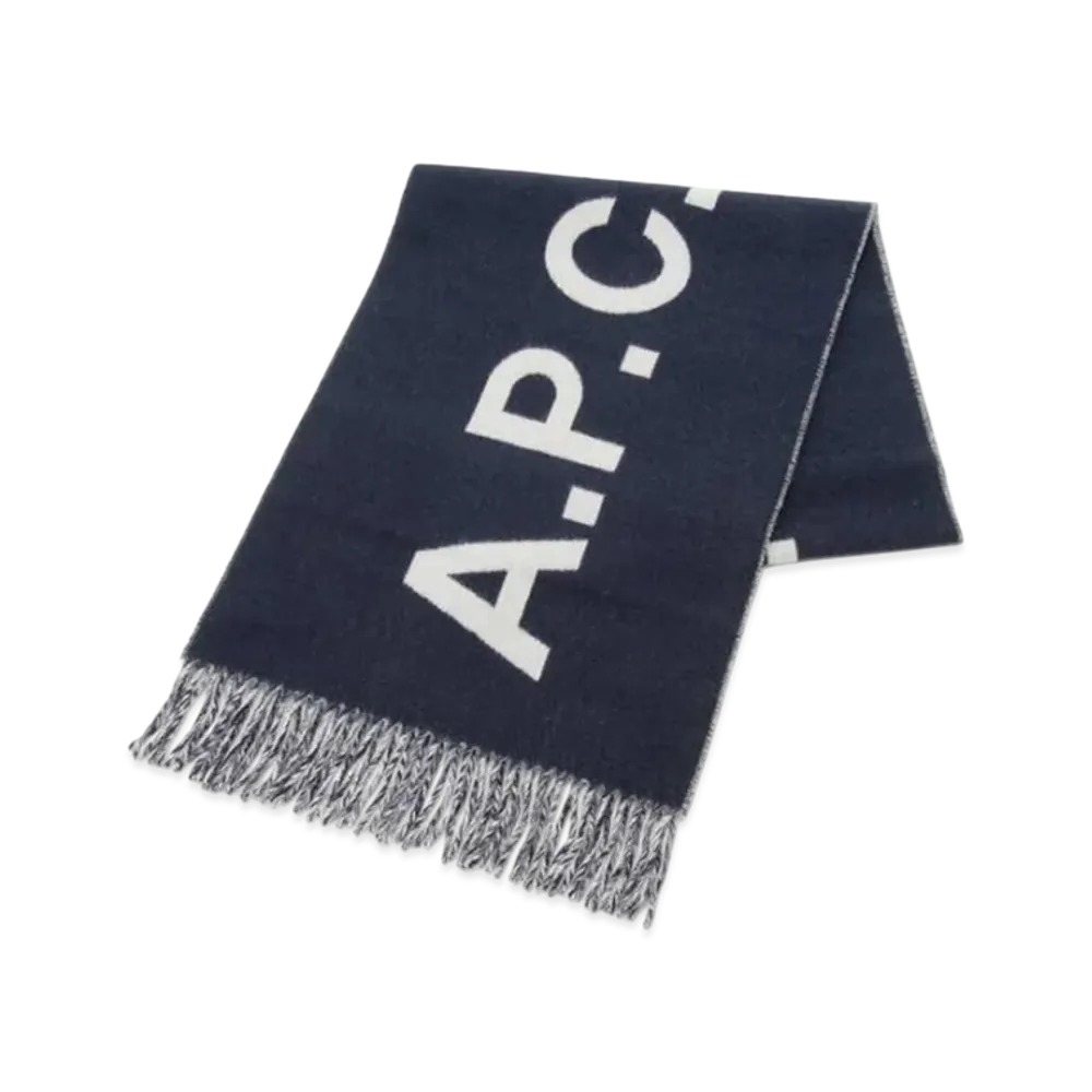 A.P.C. Wool Logo Scarf "Navy"