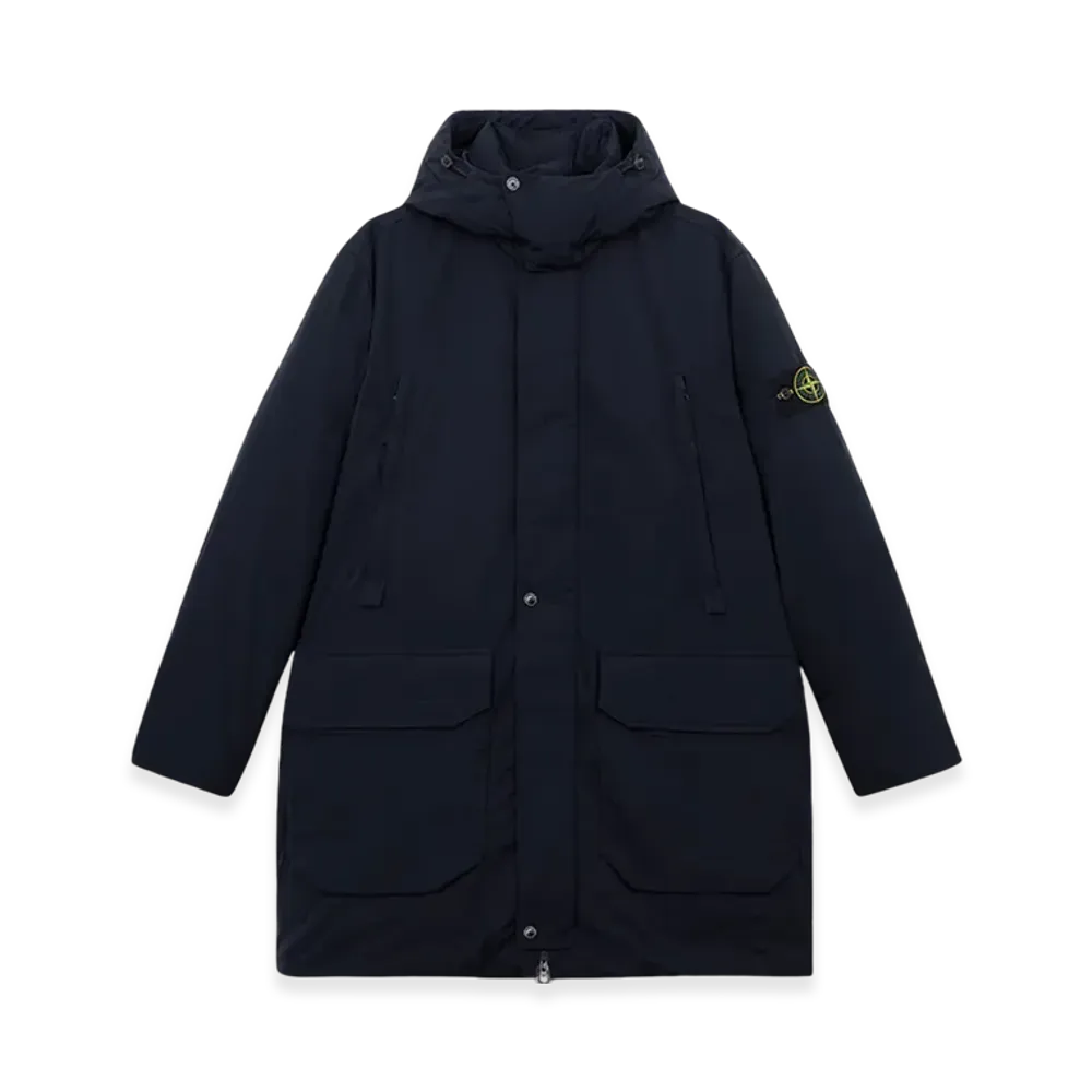 Stone Island 70726 Polyester Micro Twill Long Down Parka with Anti Drop - 24FW "Navy Blue"