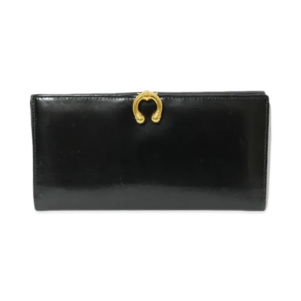 GUCCI Long Wallet Horseshoe Leather "Black"