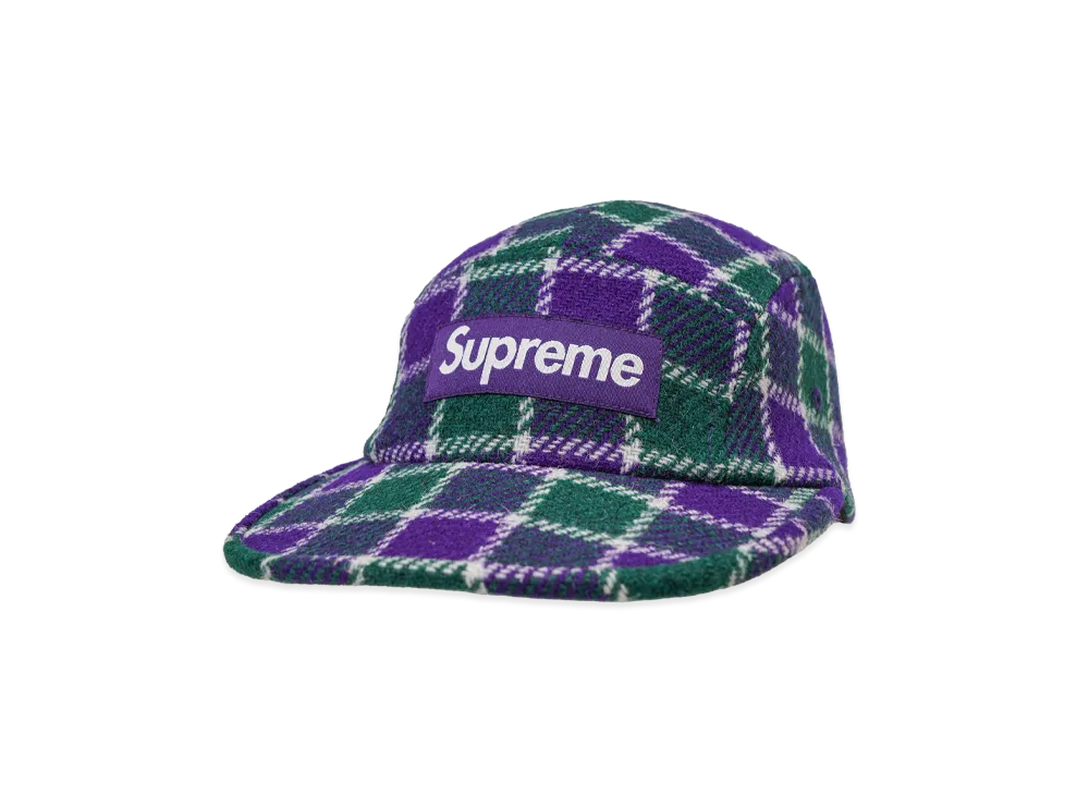 Supreme Harris Tweed Camp Cap "Green Plaid"