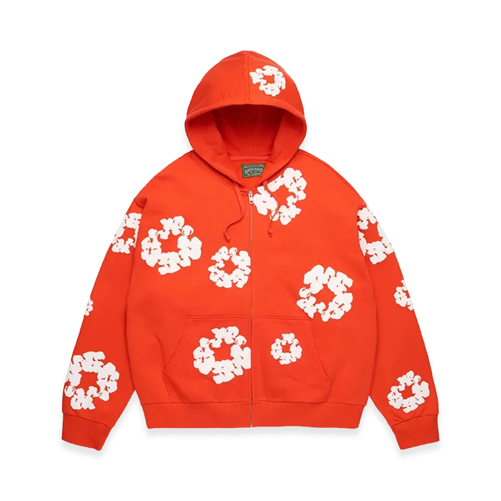 DENIM TEARS Cotton Wreath Zip Hoodie "Dark Orange"