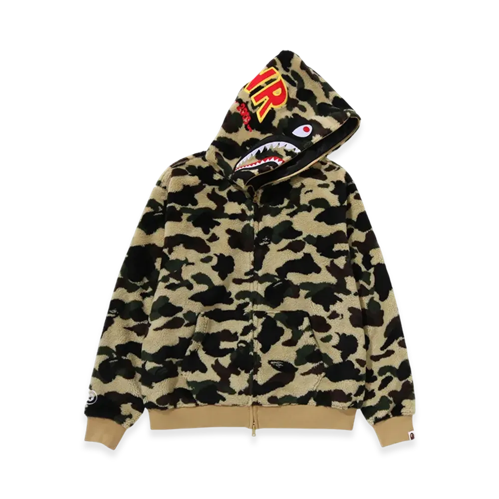 A BATHING APE 2nd Shark Boa Hoodie Jacket "Yellow"