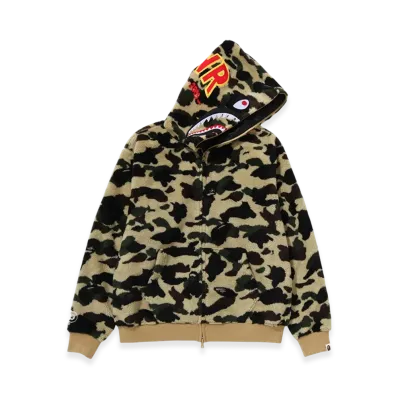 A BATHING APE 2nd Shark Boa Hoodie Jacket "Yellow"