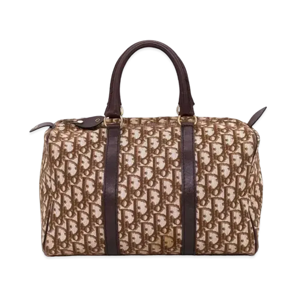 Dior Trotter Jacquard Mini Boston Shoulder Bag "Brown"