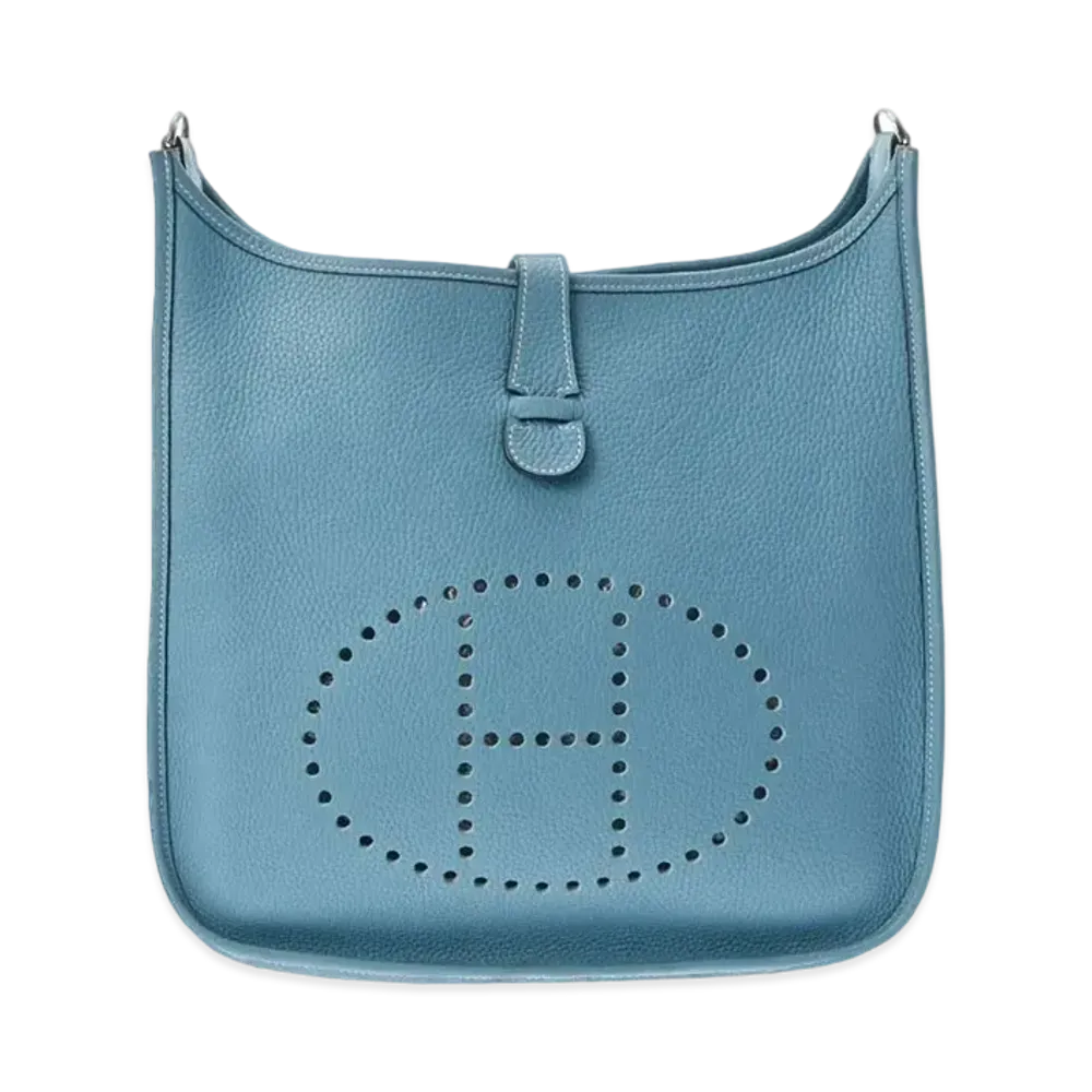 Hermes Evelyne 3 Taurillon Clemence "Blue Jean/Silver"