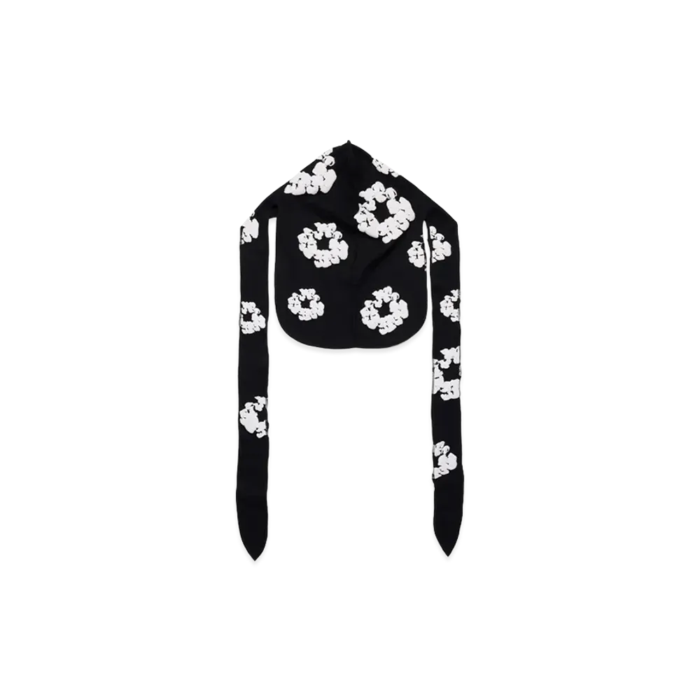 DENIM TEARS Thermal Cotton Wreath Durag "Black"