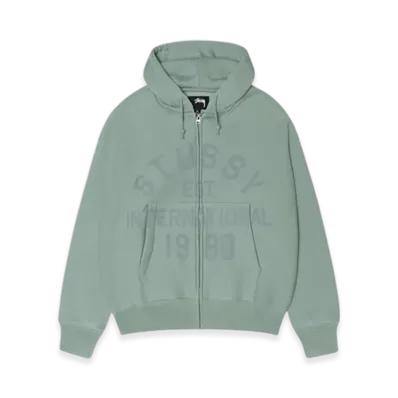 Stussy Established Zip Hoodie "Grey Green"