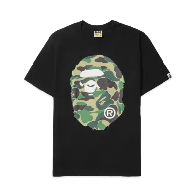 A BATHING APE ABC Camo Big Ape Head Relaxed Tee "Black/Green"