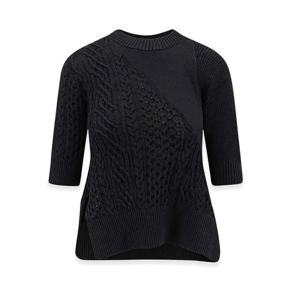 sacai Women's Asymmetrical Jersey In Cotton Mixed "Black"