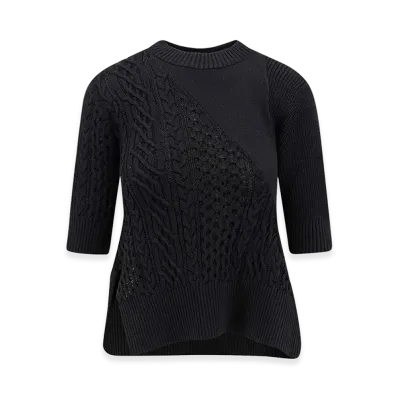 sacai Women's Asymmetrical Jersey In Cotton Mixed "Black"