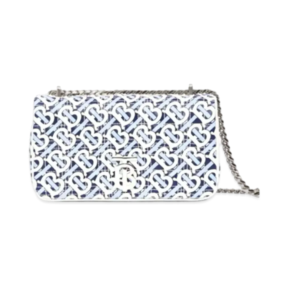 Burberry Small Monogram Print Quilted Lambskin Lola Bag "Cobalt/Black"