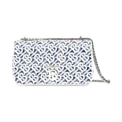 Burberry Small Monogram Print Quilted Lambskin Lola Bag "Cobalt/Black"