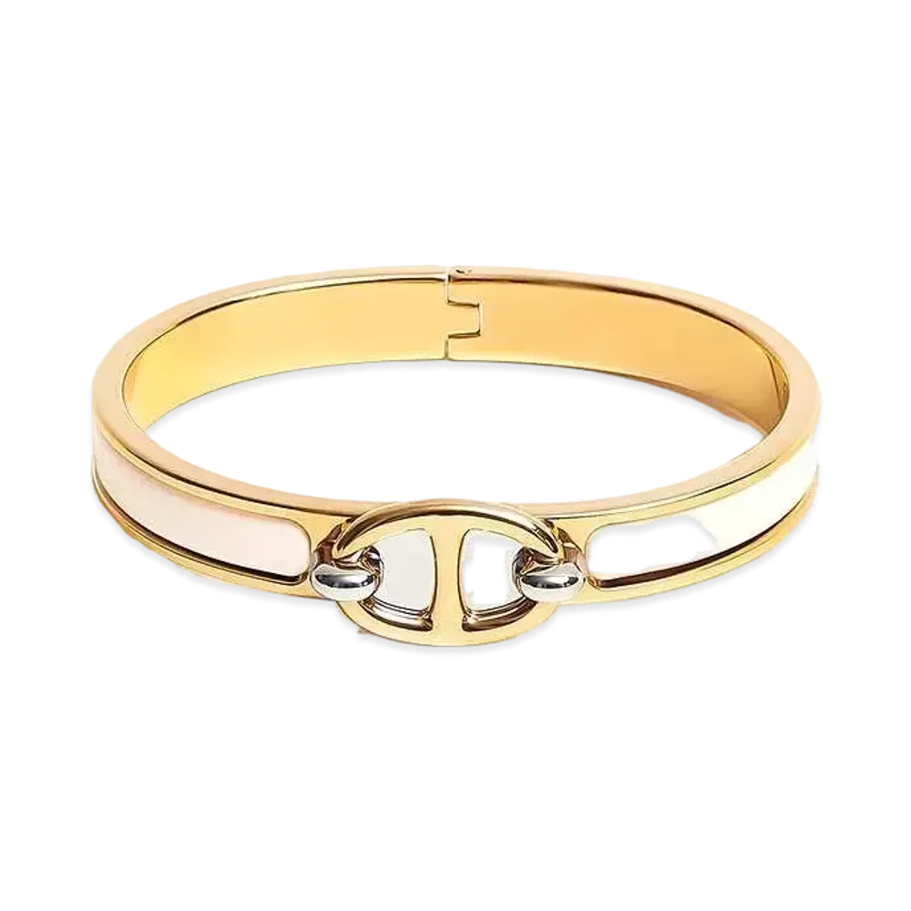 Hermes Mini Clic Chaine D'ancre Bracelet "Creme/Gold"