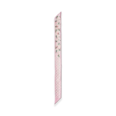 PRADA Printed Silk Twill Skinny Scarf "Pink"