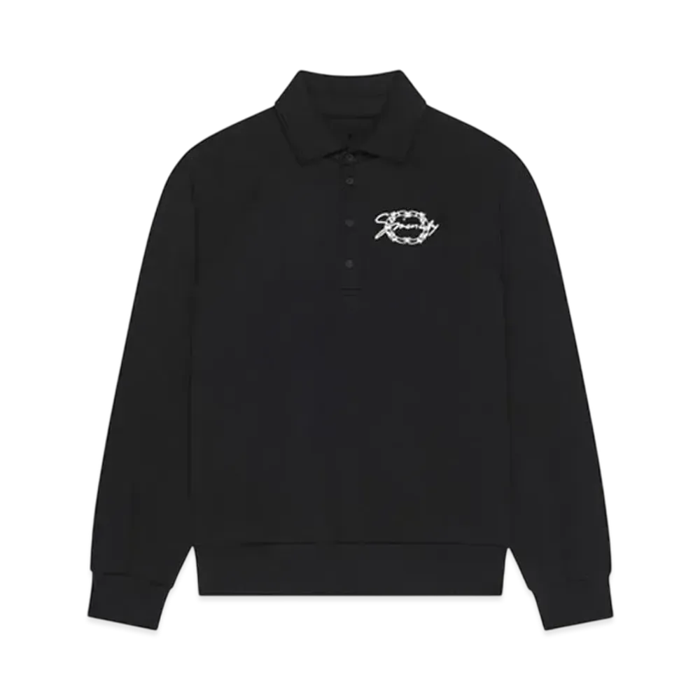 GIVENCHY Polo Sweatshirt In Fleece With Givenchy Medallion "Black"