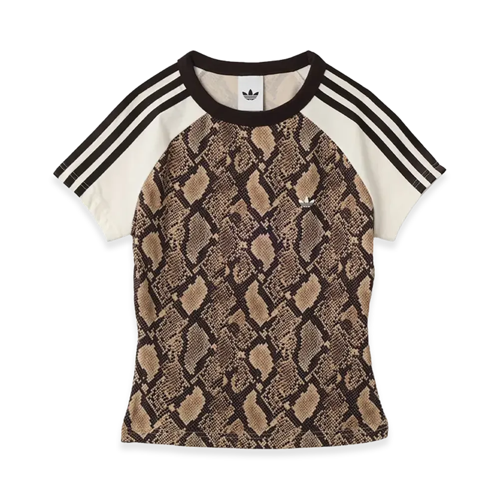 adidas Women's Snake Print Cali T-Shirt "Linen/Magic Beige"
