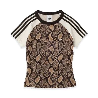 adidas Women's Snake Print Cali T-Shirt "Linen/Magic Beige"