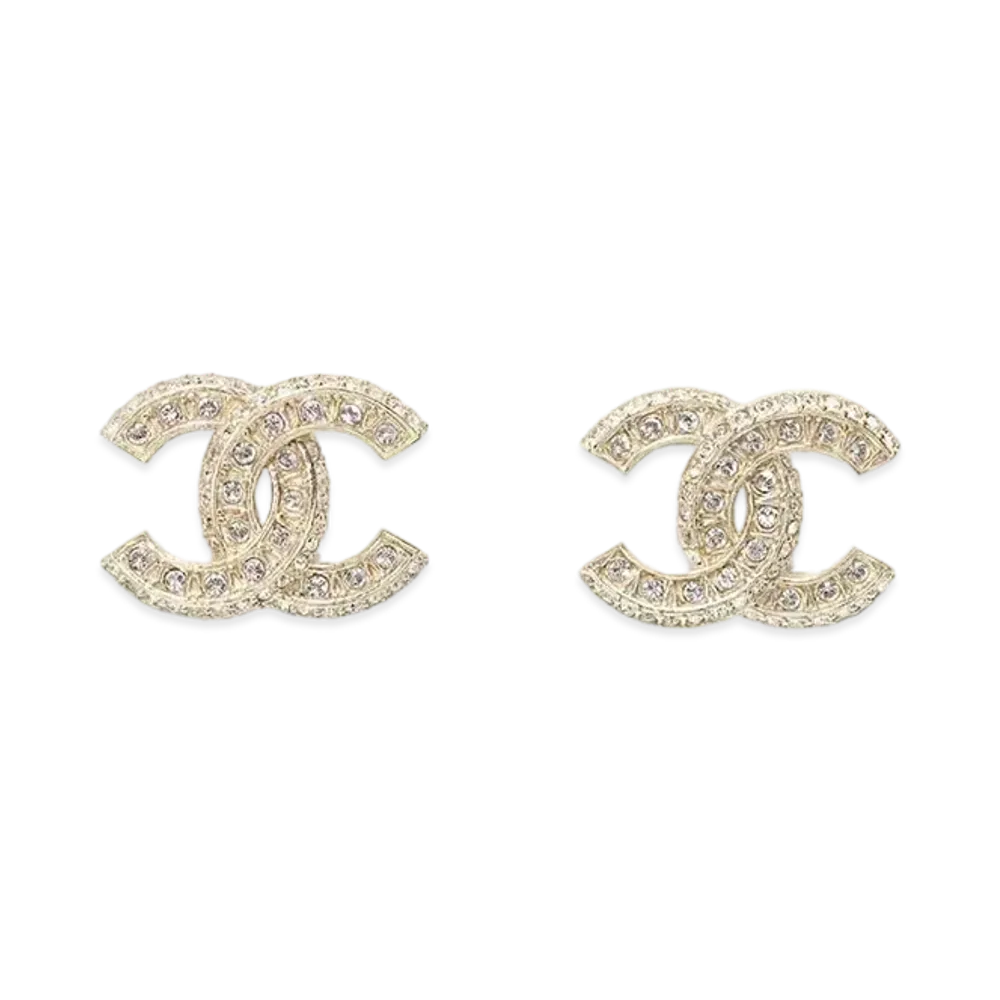 CHANEL Metal and Strass Resin Earrings "Gold"
