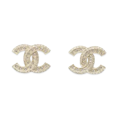 CHANEL Metal and Strass Resin Earrings "Gold"