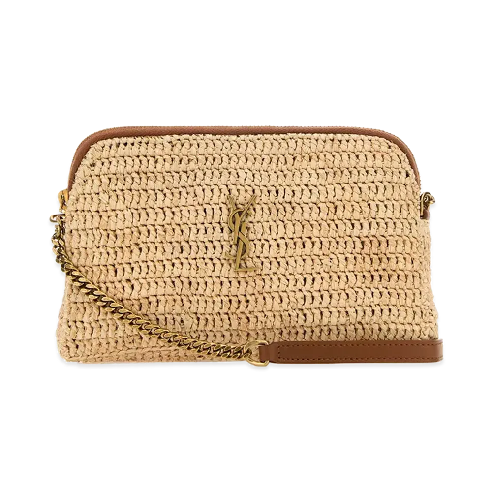 Saint Laurent Women's Raffia Gaby Crossbody Bag "Beige/Tan"