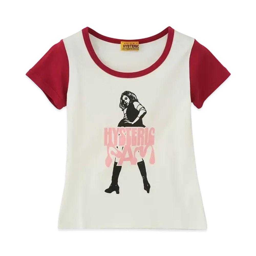 P.A.M. x HYSTERIC GLAMOUR Vixen Girl Mini Tee "White Pink"