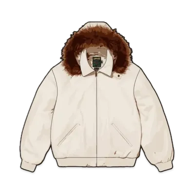 Supreme x Schott Hooded Leather Bomber Jacket "Stone"