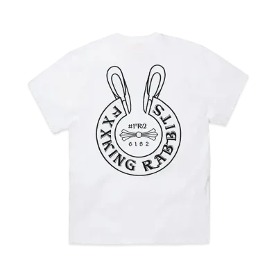 FR2 Embroidery Logo Within Face Outline T-Shirt "White"
