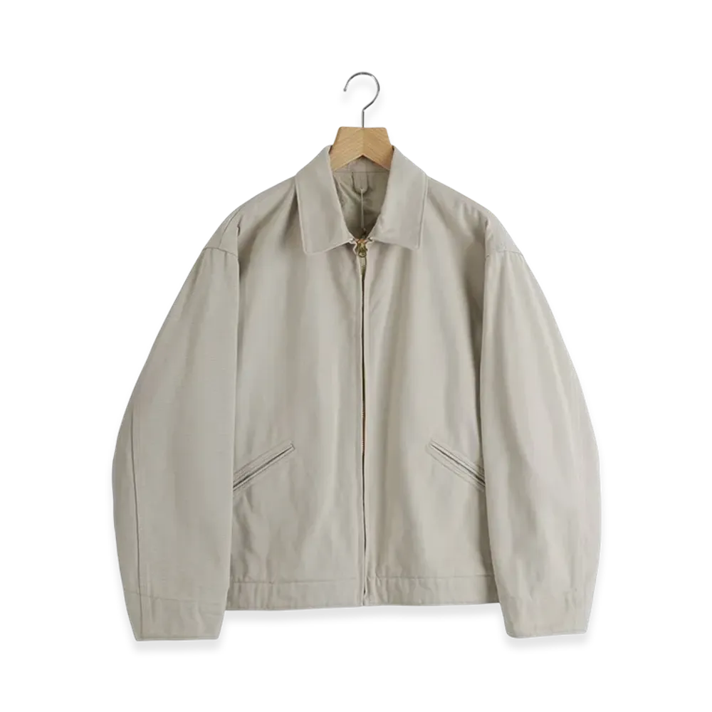 COMOLI Cotton Twill Zip Short Jacket "Ivory"