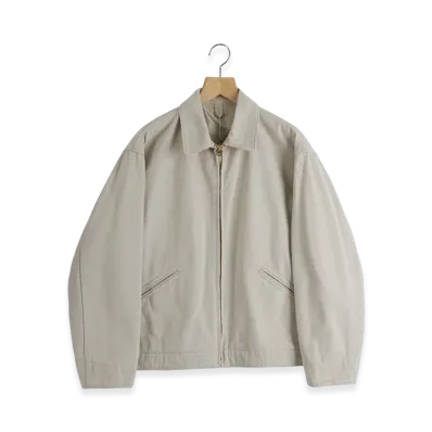 COMOLI Cotton Twill Zip Short Jacket "Ivory"
